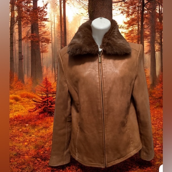 Marvin Richards vintage Tan Leather Jacket with removable Fur Collar size small - Picture 1 of 10